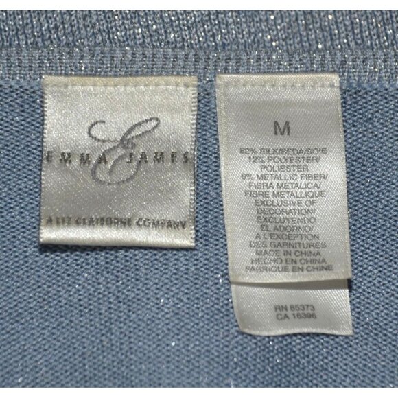 Emma James M Blue & Metallic Silver Sequin 2 Piece Silk Blend Jacket & Tank Top - Picture 11 of 12